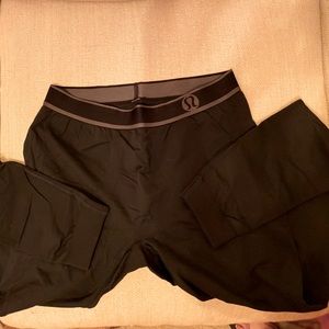 Lululemon men long black underwear, solid tights, Size Medium